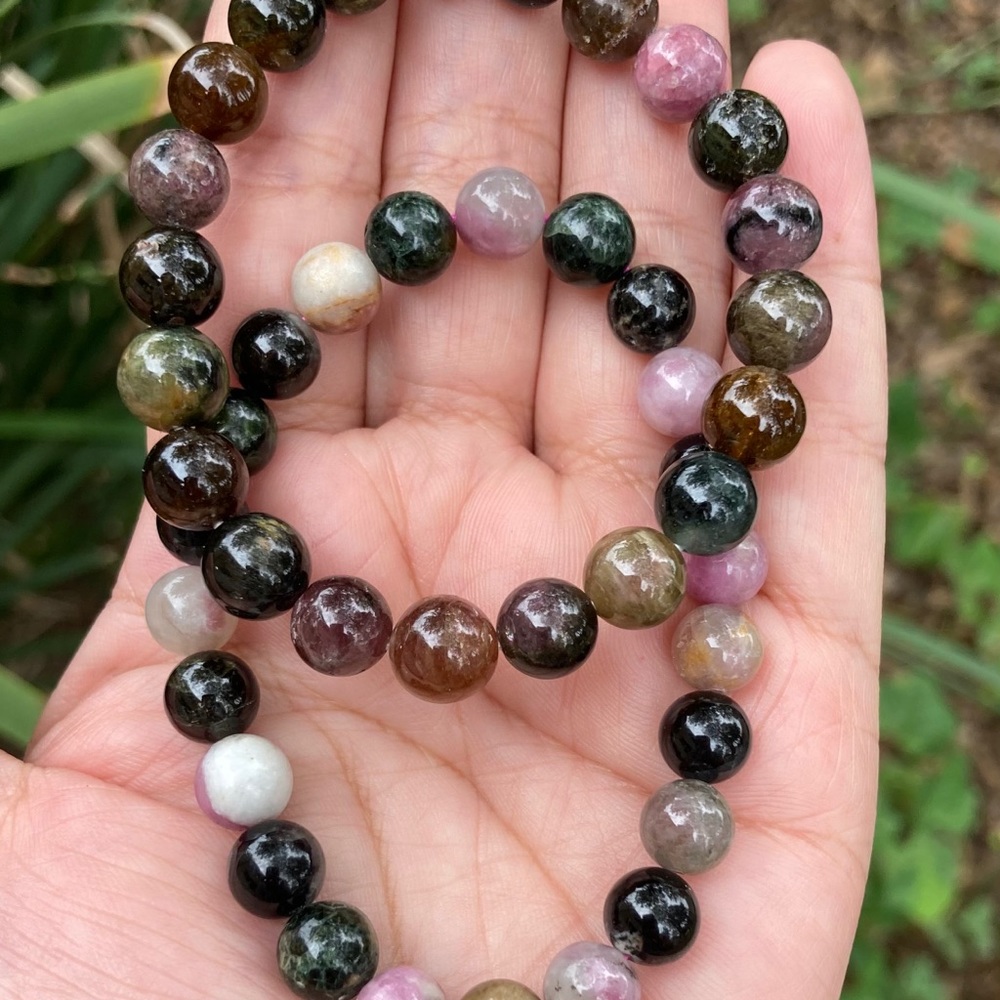 Watermelon tourmaline stretchy bracelets